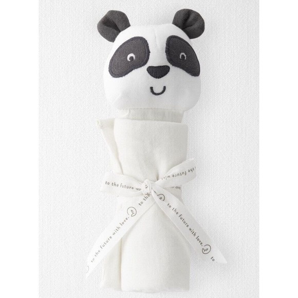 Baby Cotton Muslin Panda Lovey Small Security Blanket Carter's Little Planet New - Picture 2 of 3